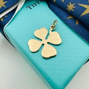 RARE Tiffany & Co 14K Rose Gold Four Leaf Lucky Clover Charm Vintage w Packaging